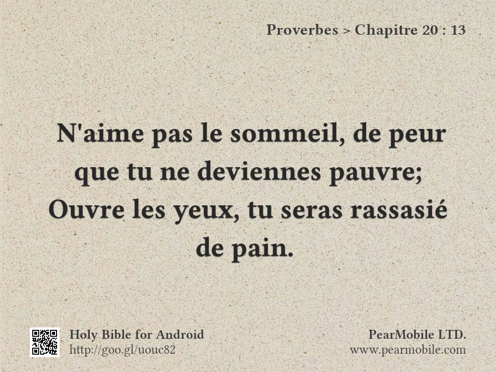 Proverbes, Chapitre 20:13